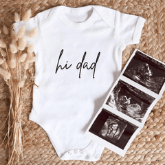 Hi Dad Pregnancy Announcement Baby Clothes - Baby Pandas
