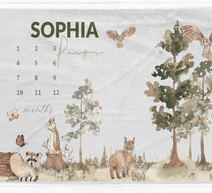 Forest Animals Milestone Blanket
