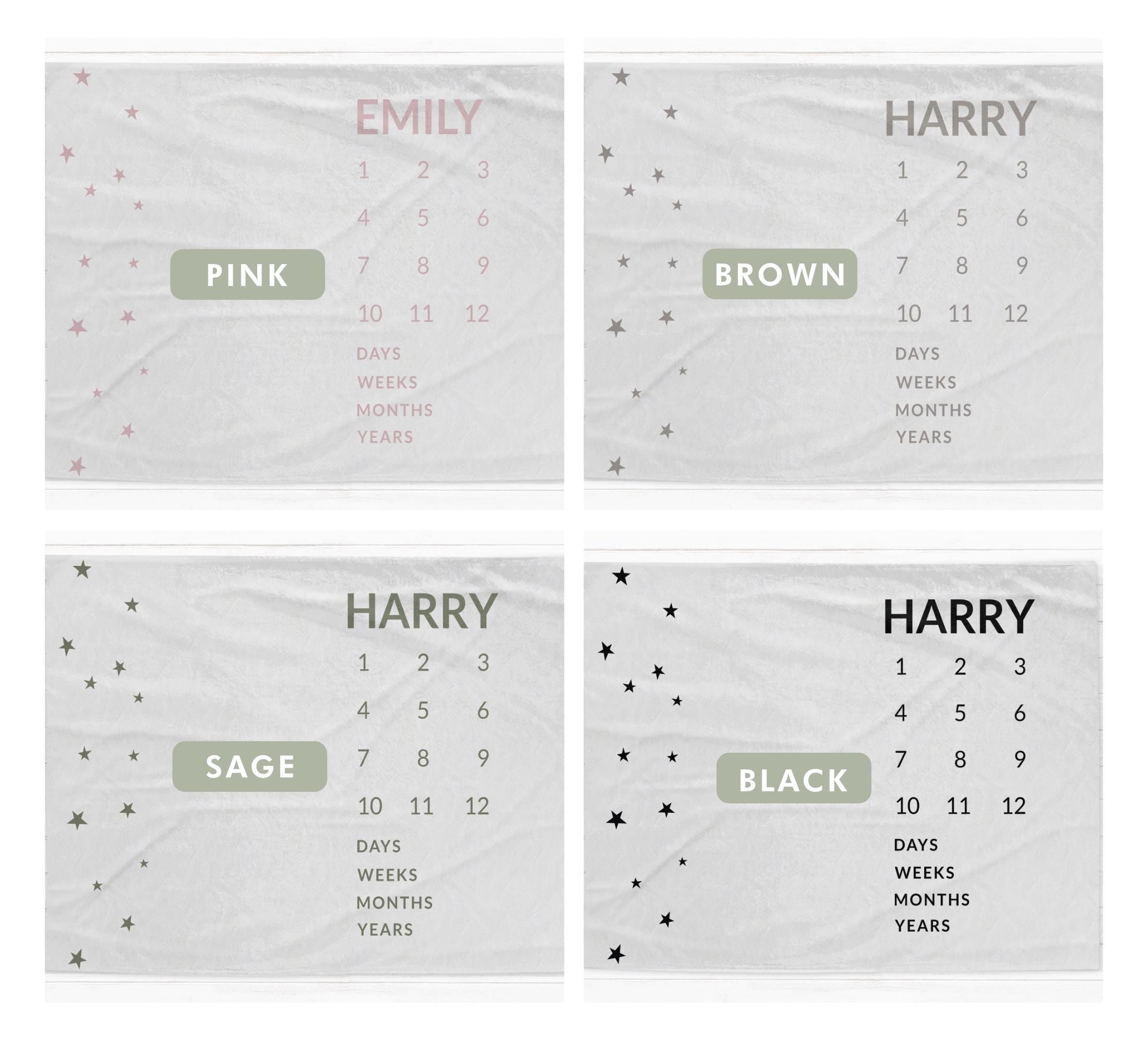 Gender Neutral Stars Milestone Blankets, document days, weeks, months, years milestone
