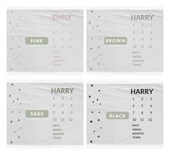 Gender Neutral Stars Milestone Blankets, document days, weeks, months, years milestone