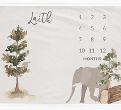 Boho Elephant Milestone Blanket