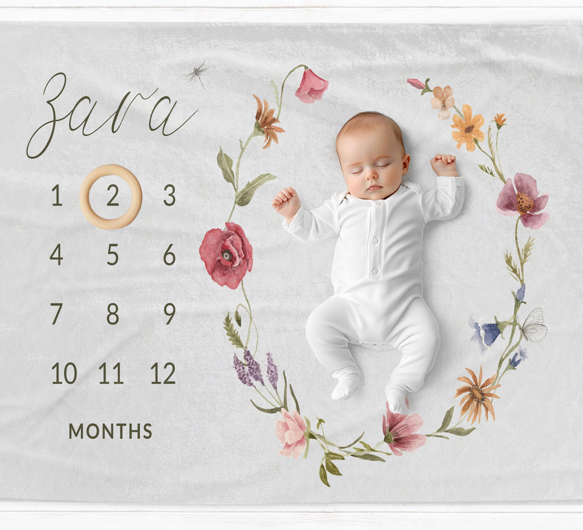 wildflower wreath milestone blanket
