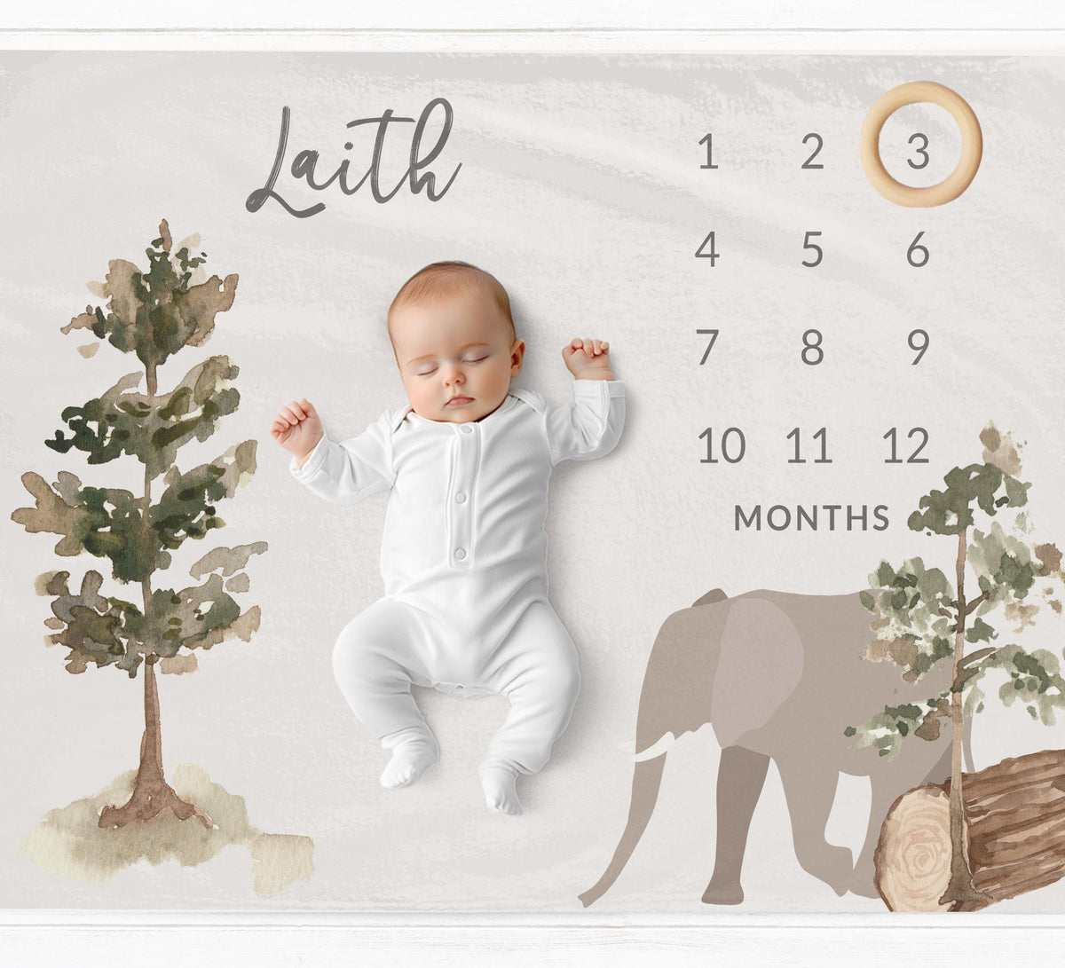 Boho Elephant Milestone Blanket