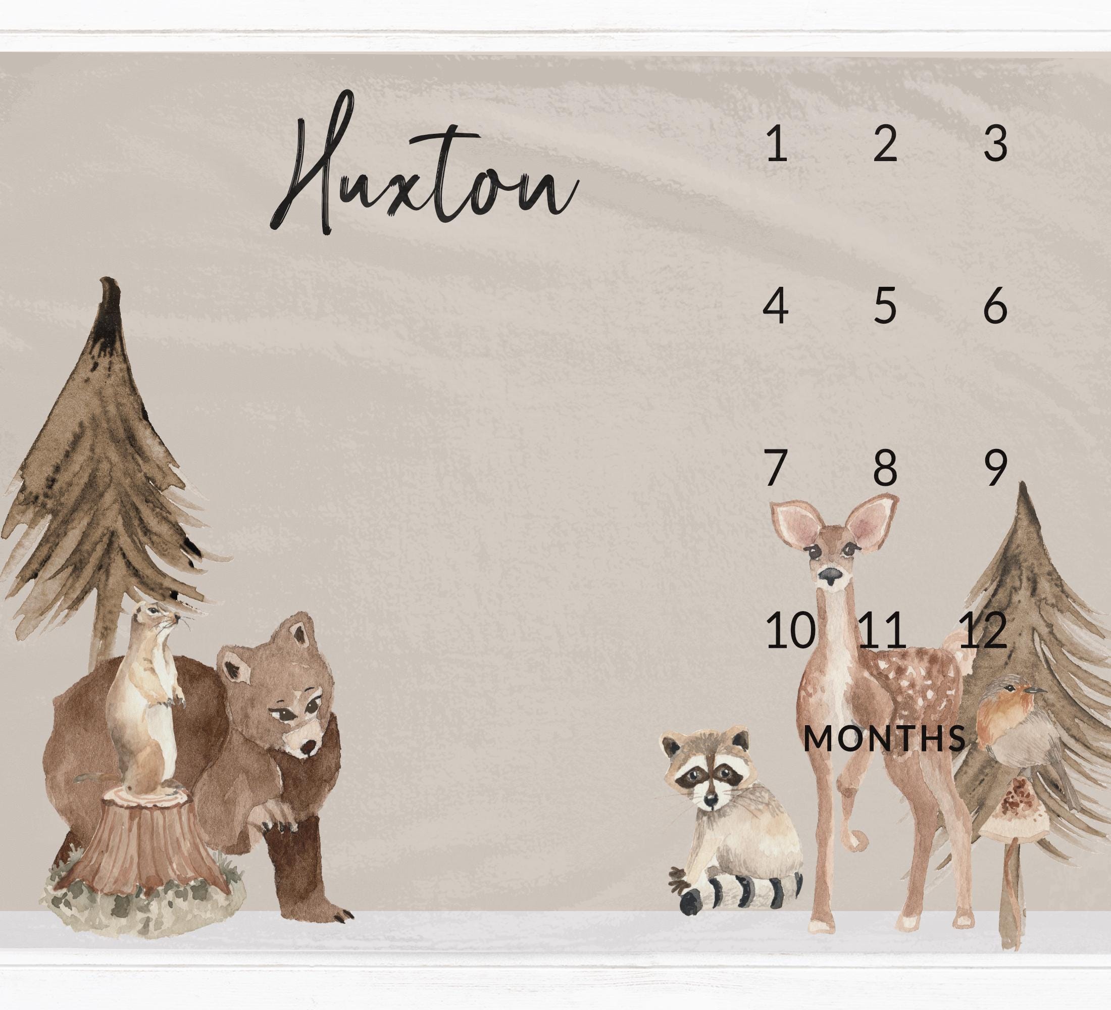 Woodland Wild Life Milestone Blanket