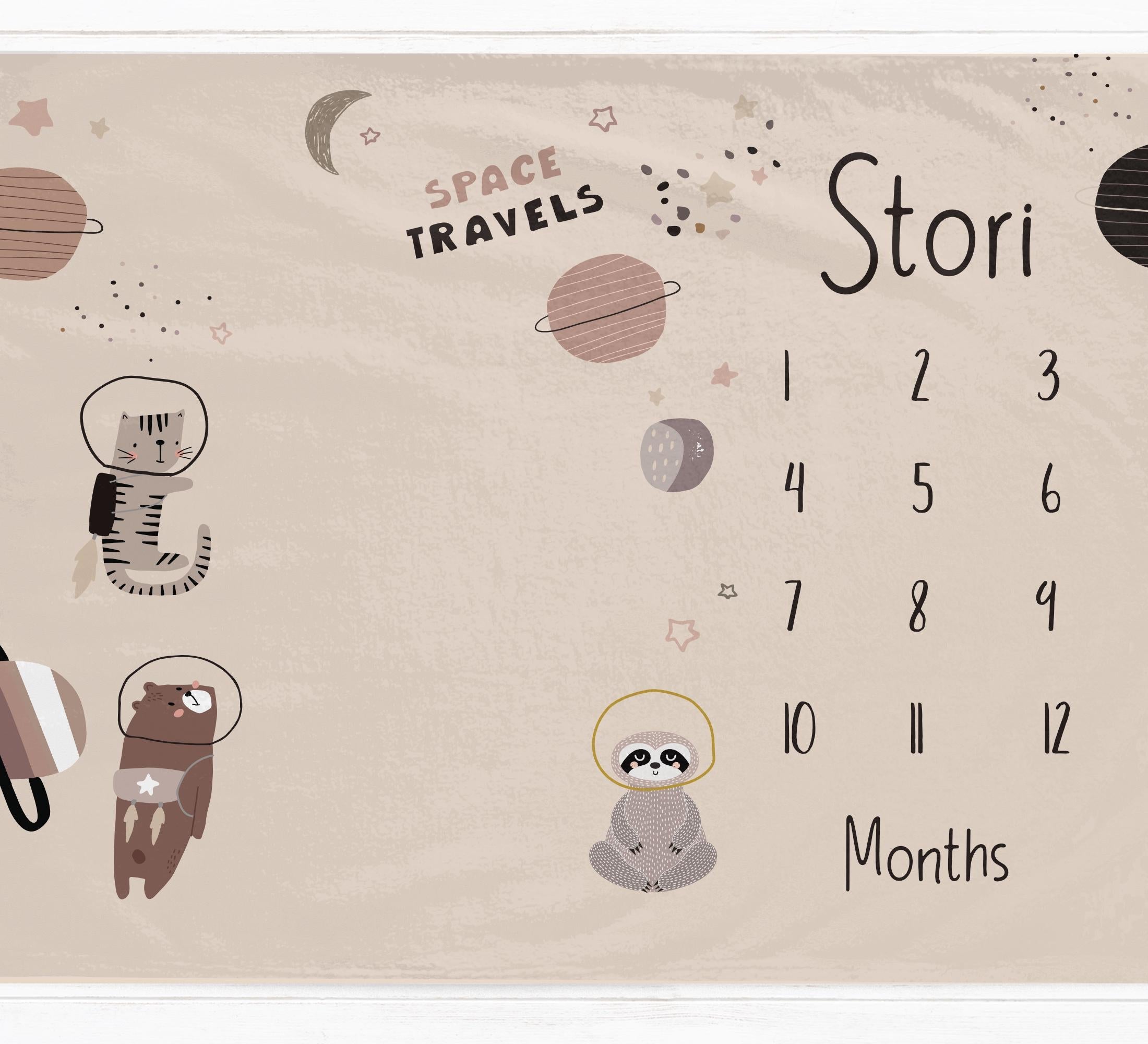Boho Animals Space Theme Milestone Blanket