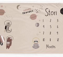 Boho Animals Space Theme Milestone Blanket