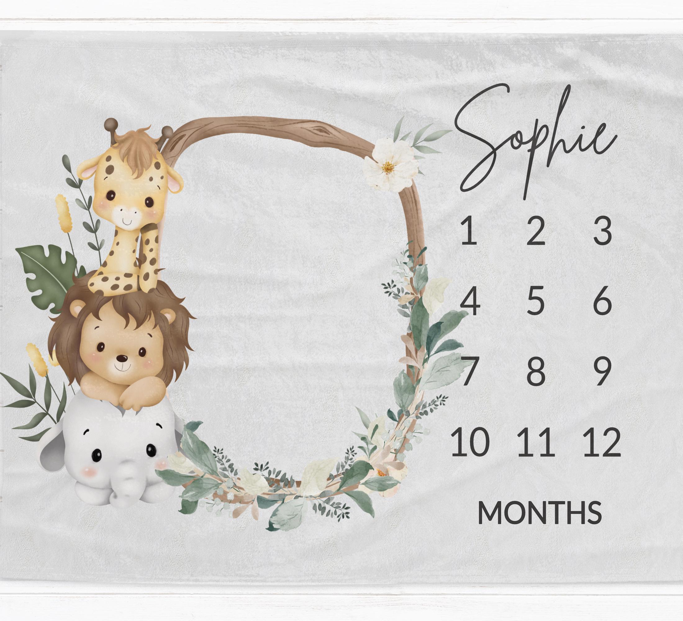 Cute Safari Milestone Blanket