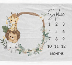 Cute Safari Milestone Blanket