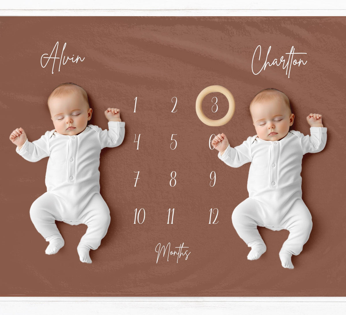 Twins Brown Milestone Blanket