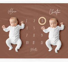 Twins Brown Milestone Blanket