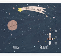 Blue Space Themed Milestone Blanket