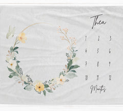 Cream Flower Wreath Milestone Blanket