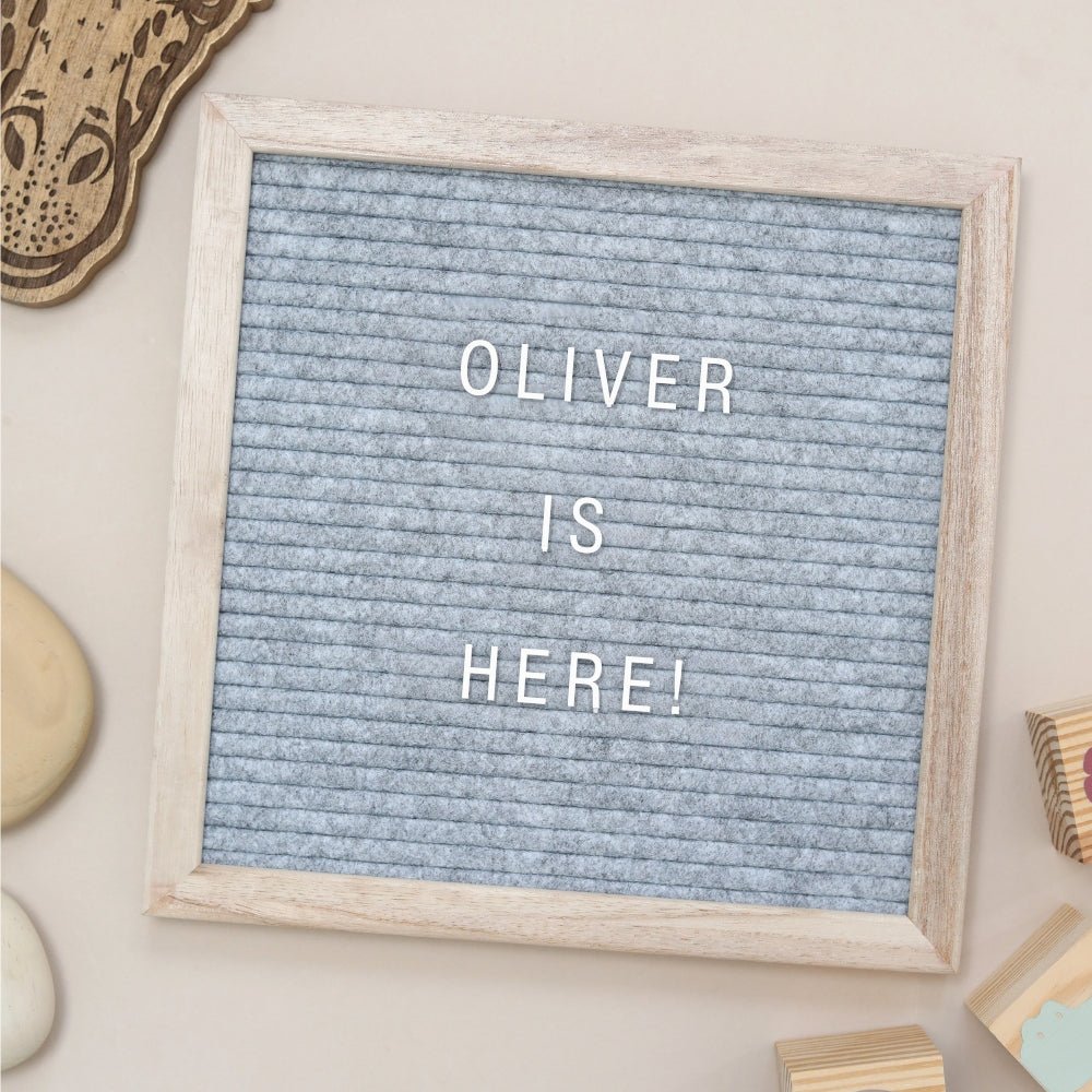 Light Grey Pregnancy Announcement Letter Boards - Baby Pandas