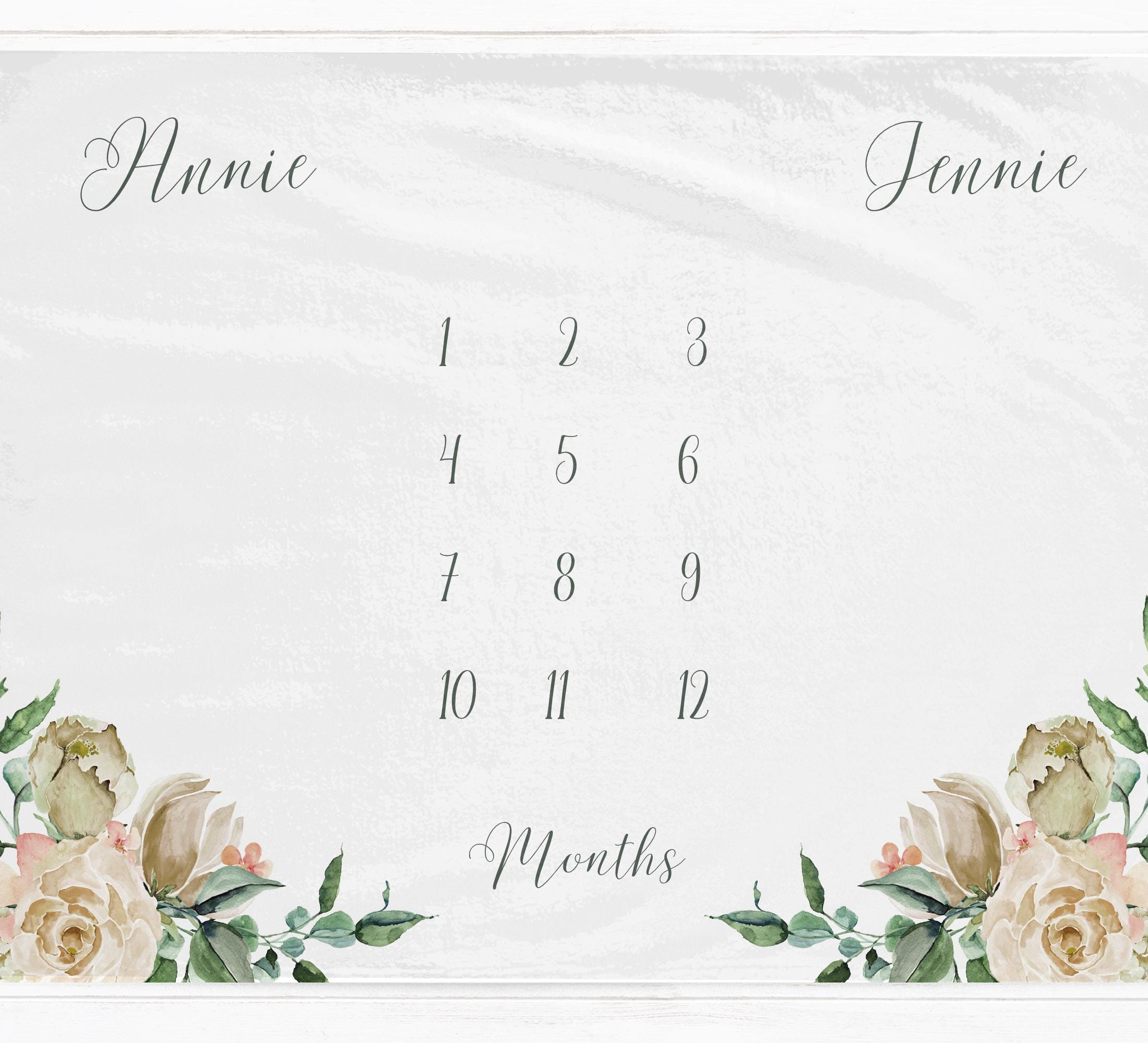 Personalised Floral Milestone Blanket for Girls - Baby Pandas