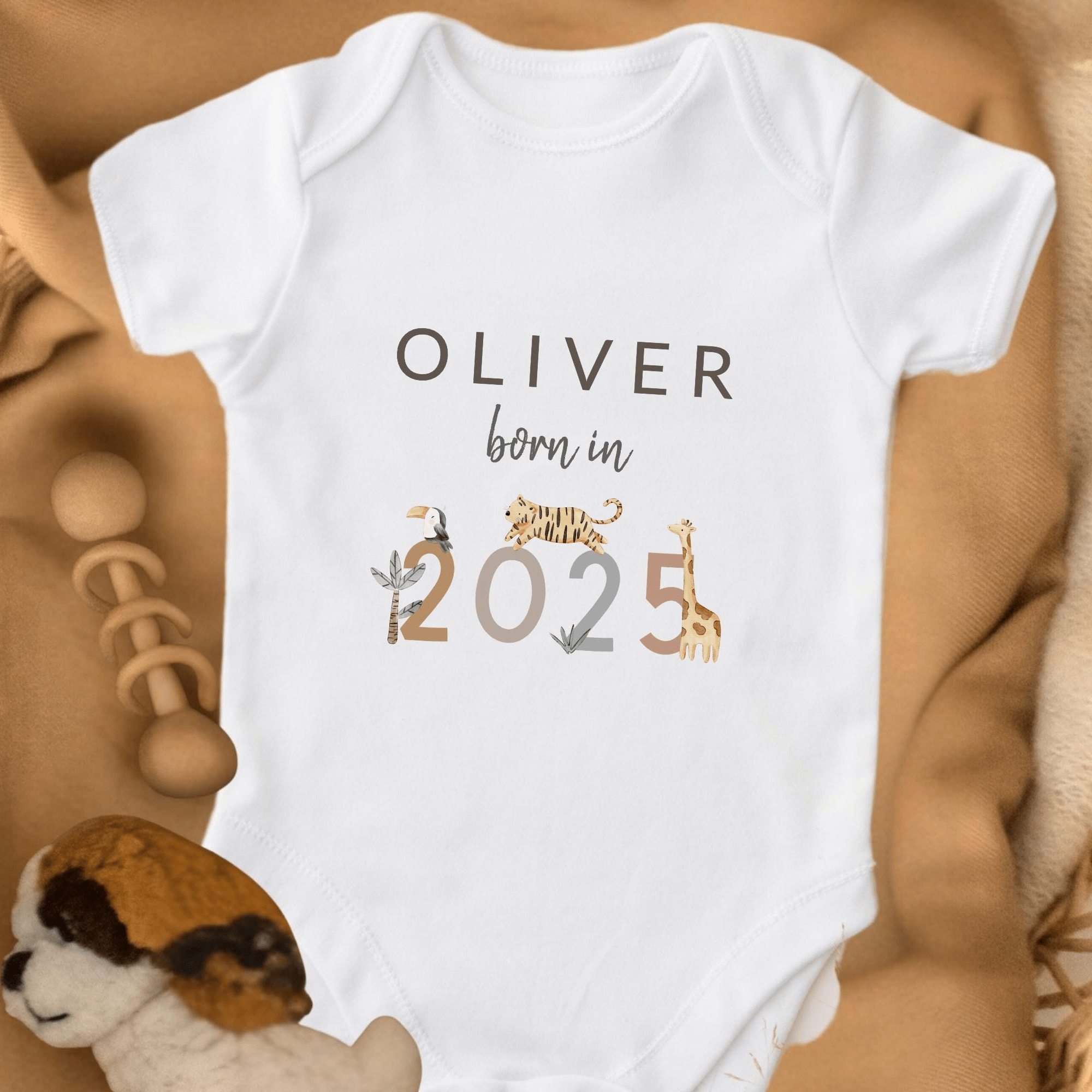 Safari Personalised Pregnancy Reveal Baby Clothes - Baby Pandas
