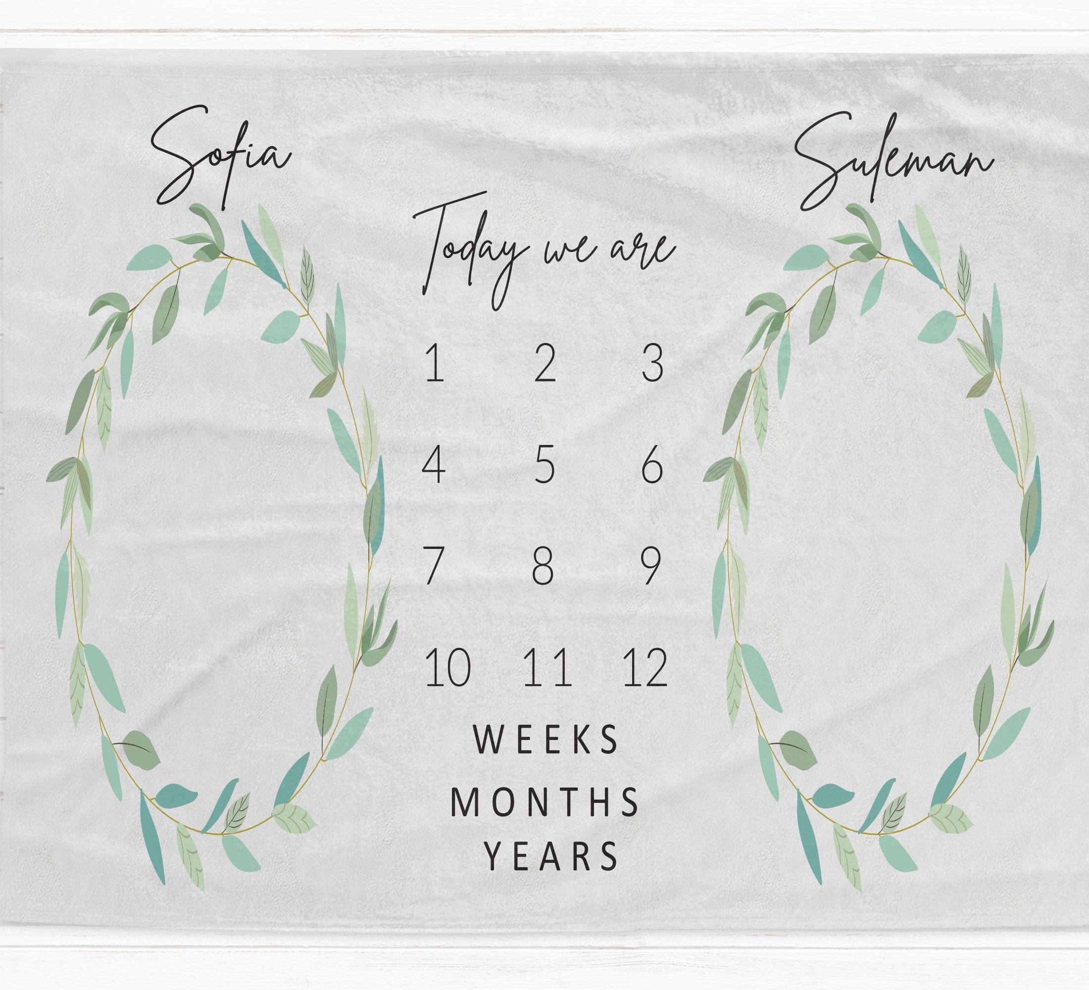 Twins Foliage Milestone Blanket - Baby Pandas