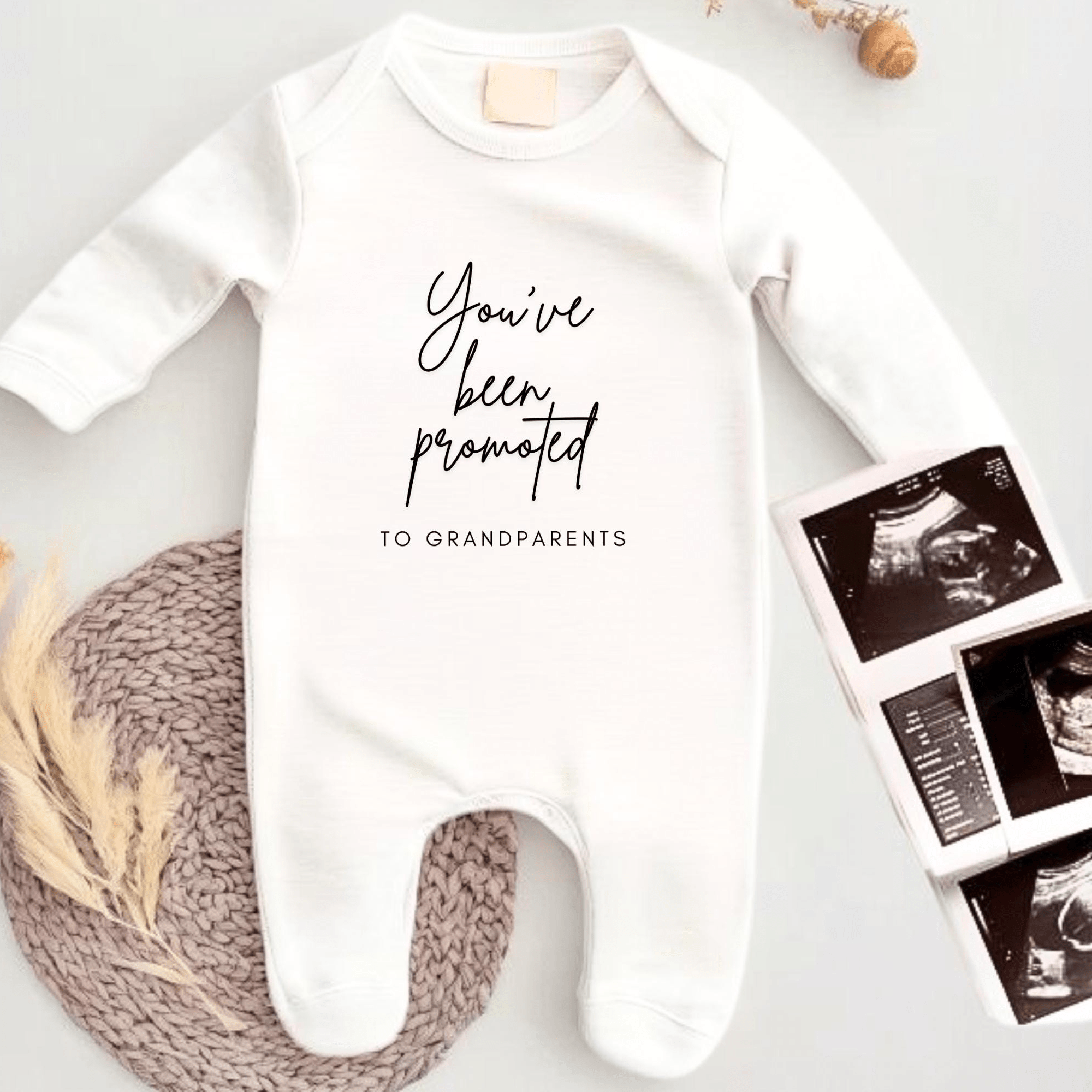 You've Been Promoted Pregnancy Announcement Baby Grow - Baby Pandas